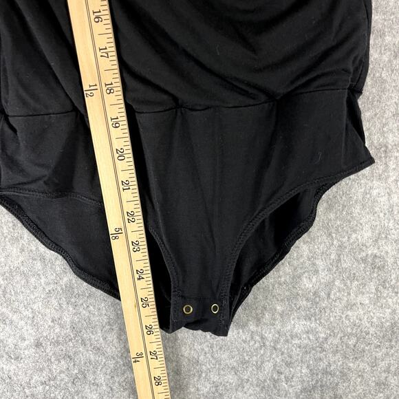 J Crew Bodysuit Womens XS Black Surplice Wrap Long Sleeve Modal Blend Stretchy - Picture 7 of 13